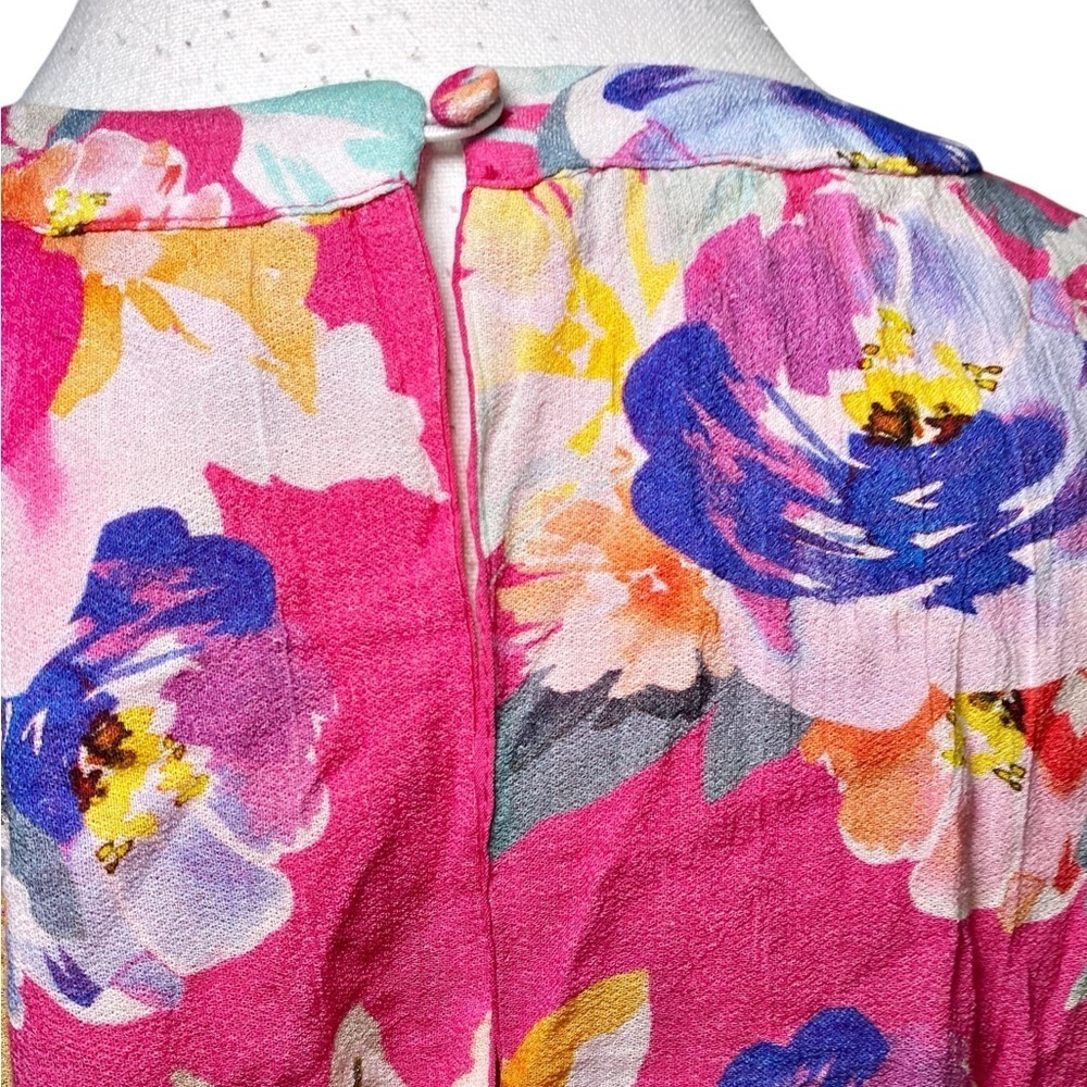 Vineet Bahl Vibrant Floral Sleeveless Blouse - Pink Multicolor - Picture 8 of 15